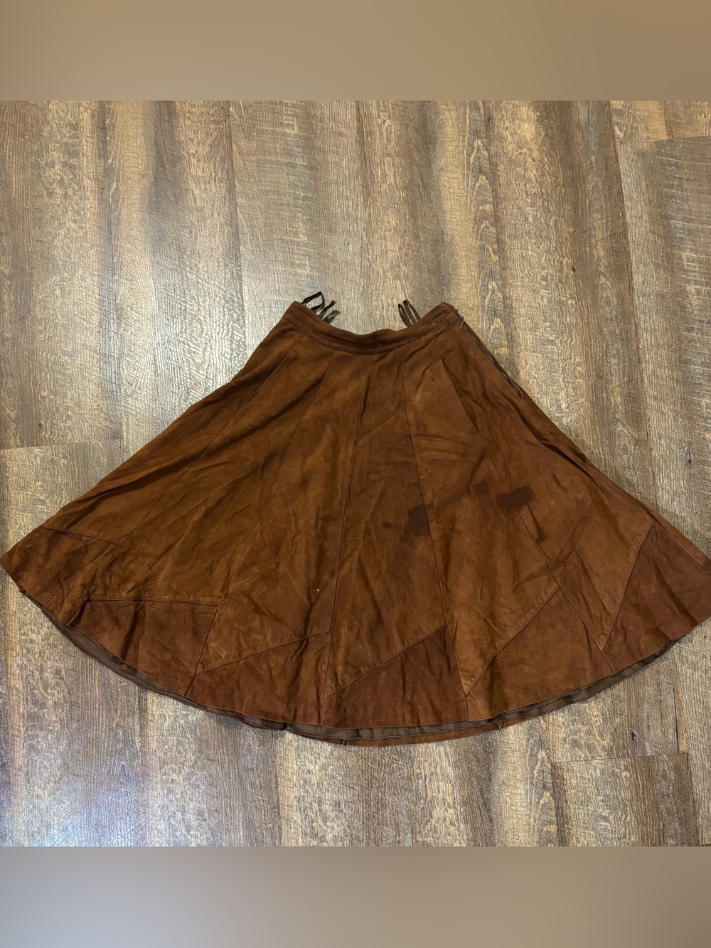 Vintage 70’s/80’s  Bogner Chocolate Brown Suede Panelled Circle Skirt